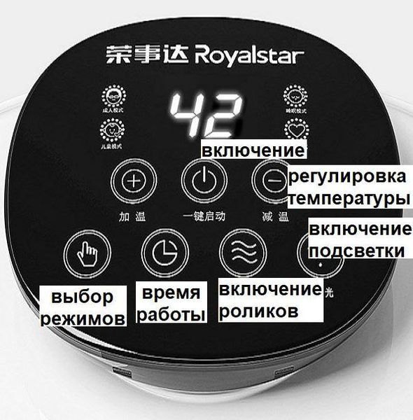 Гидромассажная ванночка для ног с теплым душем Royalstar RSD-ZY806DF, ванна-массажер, СПА-ванночка 20000013 фото